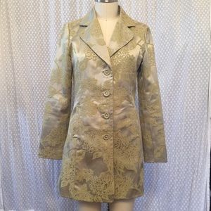Green brocade pea coat